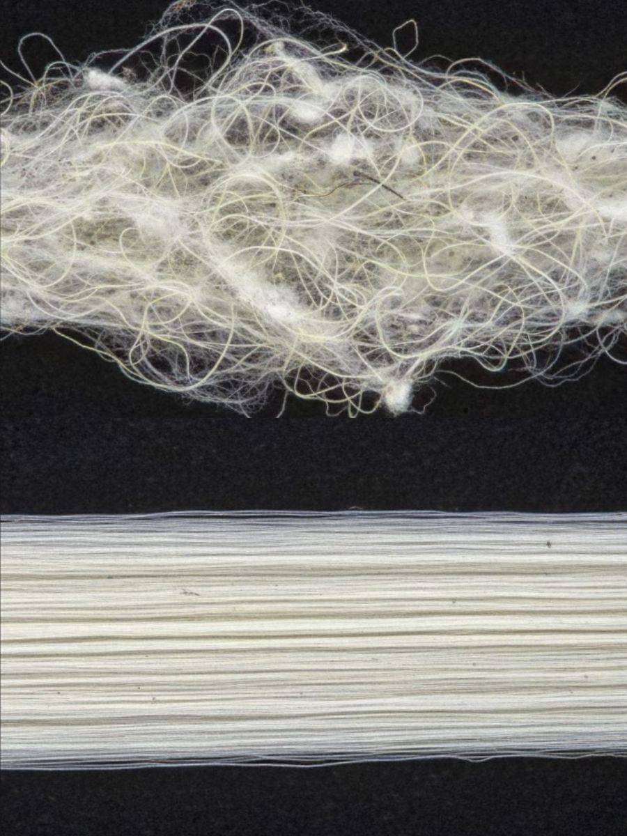 Diferencia microscópica entre fibra cardada y peinada