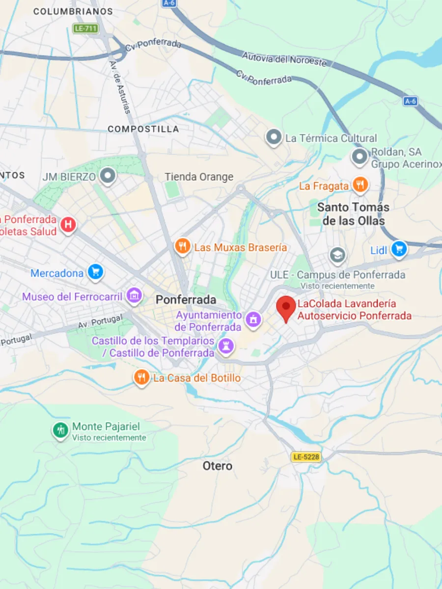 Mapa mental de la ubicación de LaColada cerca de servicios en Ponferrada